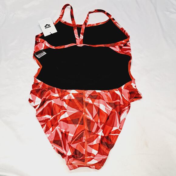 NWT Arena Flou Red White Shattered Glass Challenge Back 1 piece swimsuit US40 - Picture 3 of 13